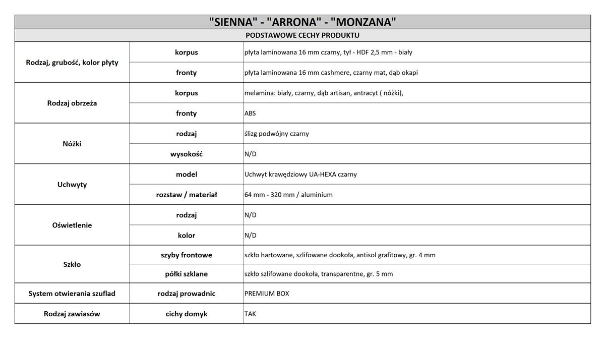 Wykaz szafek kuchennych kuchnia modułowa SIENNA/ARRONA/MONZANA 3 kolory kaszmir kuchnia na wymiar 4